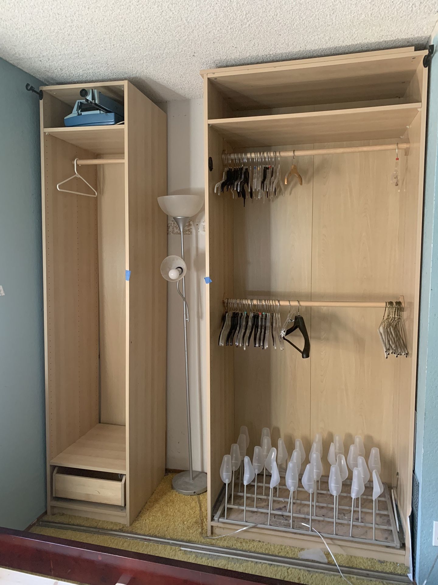 Pax Closet Organizer With Drawer And Ahoe Holders. 