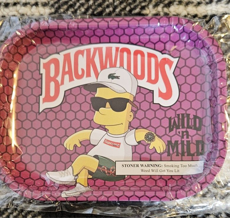 BACKWOODS BART SIMPSON "WILD N MILD" Metal Rolling Tray Small

