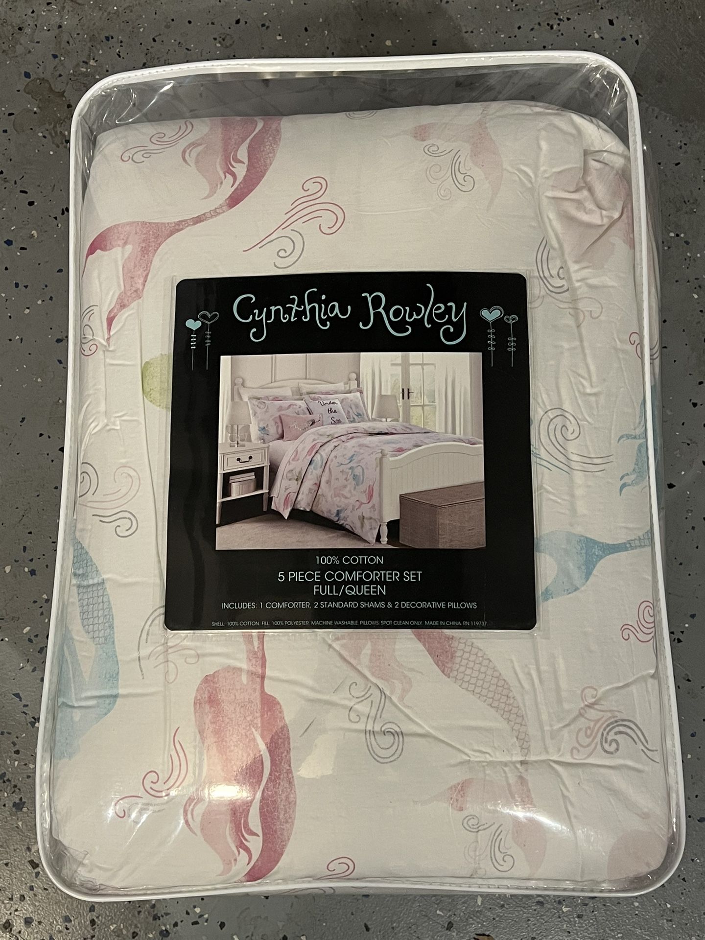 NEW! Cynthia Rowley 5 pc Comforter Set Full/Queen Mermaids