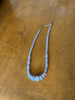 Light Blue Beaded Necklace – $15