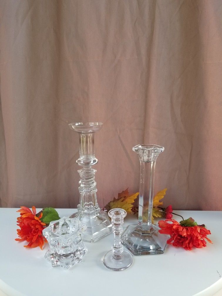 Crystal glass candle holders 