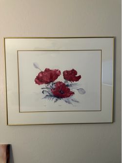 Large Lyn Snow Red Poppies Lithograph Wall Art Signed and Numbered