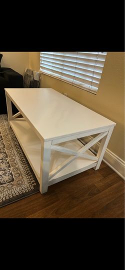 Farmhouse Coffee Table with Storage Shelf
