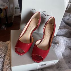 Jessica Simpson Red Open Toe High Heels