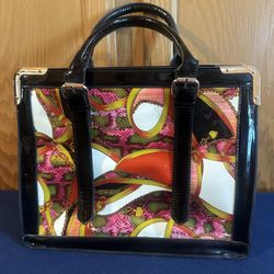 Beautiful Fun Handbag with Patent Leather Accents