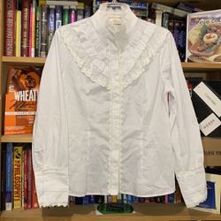 BELLE POQUE-women’s white long sleeve button-up dress shirt