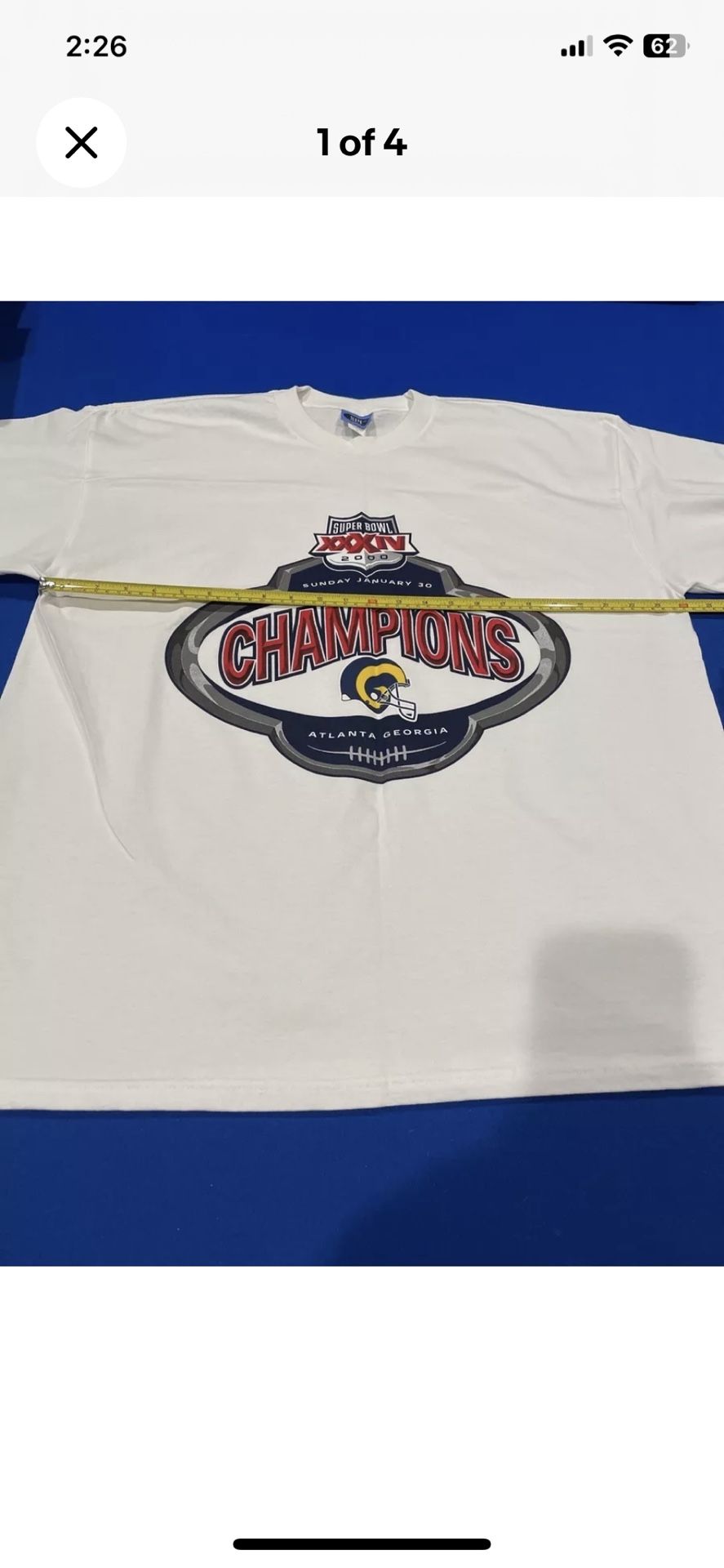 VTG 2000 St Louis Rams Vs Tennessee Titans Superbowl 34 T Shirt XL Brand New