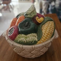 Vintage Fruit Pyramid Decorative Ceramic Bowl Diameter 9" H9T"

