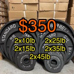 Cast Iron Olympic weights 245 Lb Set Brand New Still In The Box