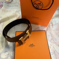  Brown And Black Reversible Leather Belt 
