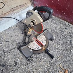 Protech compound miter saw 10". Tool for work,  machine with extension arms and dust bag.