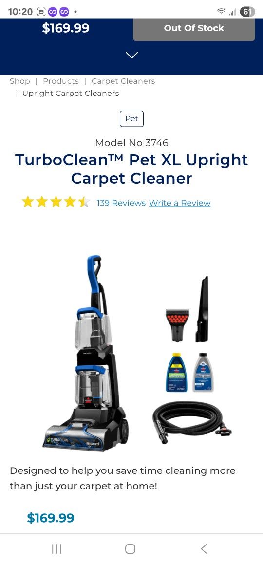 Bissell Turbo Pet Plus Carpet Cleaner