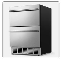 24 Inch Under Counter Beverage Refrigerator, Double Drawer Beverage Fridge