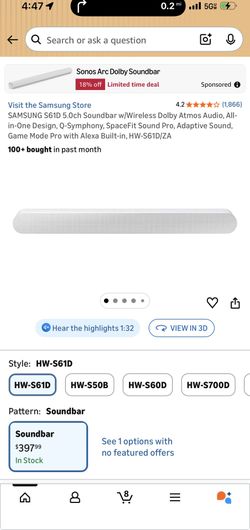 Samsung HW-S61D 5.0ch Dolby Atmos Soundbar — BRAND NEW & SEALED