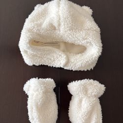 Baby Sherpa Hat And Mittens 0-9 Months