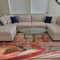 6-Piece Modular Sectional w/ Storage Ottoman – Beige