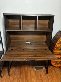 Walnut fold down desk