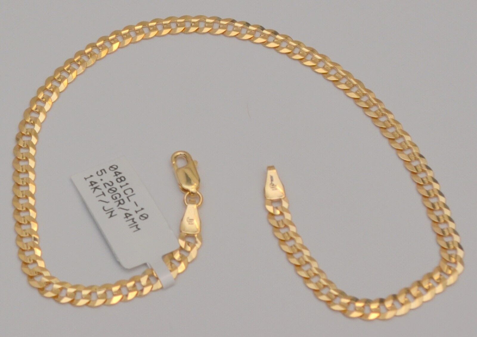 Gold chain 14k solid yellow cuban curb link anklet bracelet 10 in 4.2 mm 5.2 gr