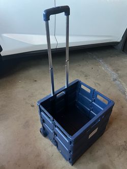 Foldable Rolling Crate Cart with Telescoping Handle
