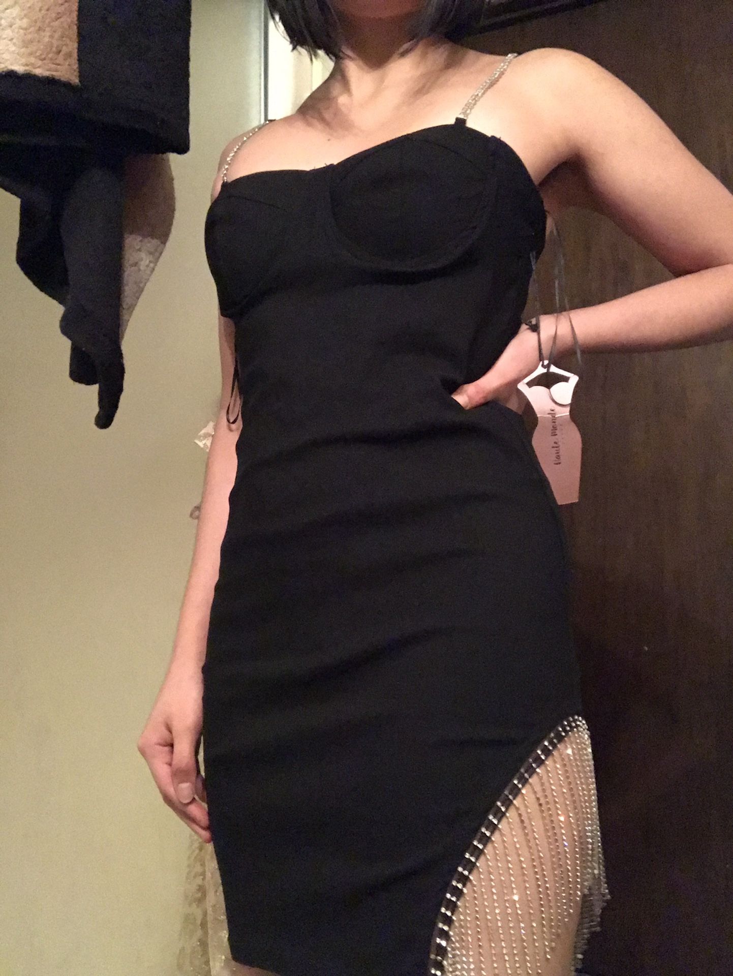 Black Jeweled Slim Dress