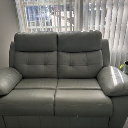 Soft Teal Green Leather Living Room Set