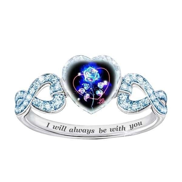 "I Will Always Be with You" Exquisite Sterling Silver Rose Engagement Ring 


