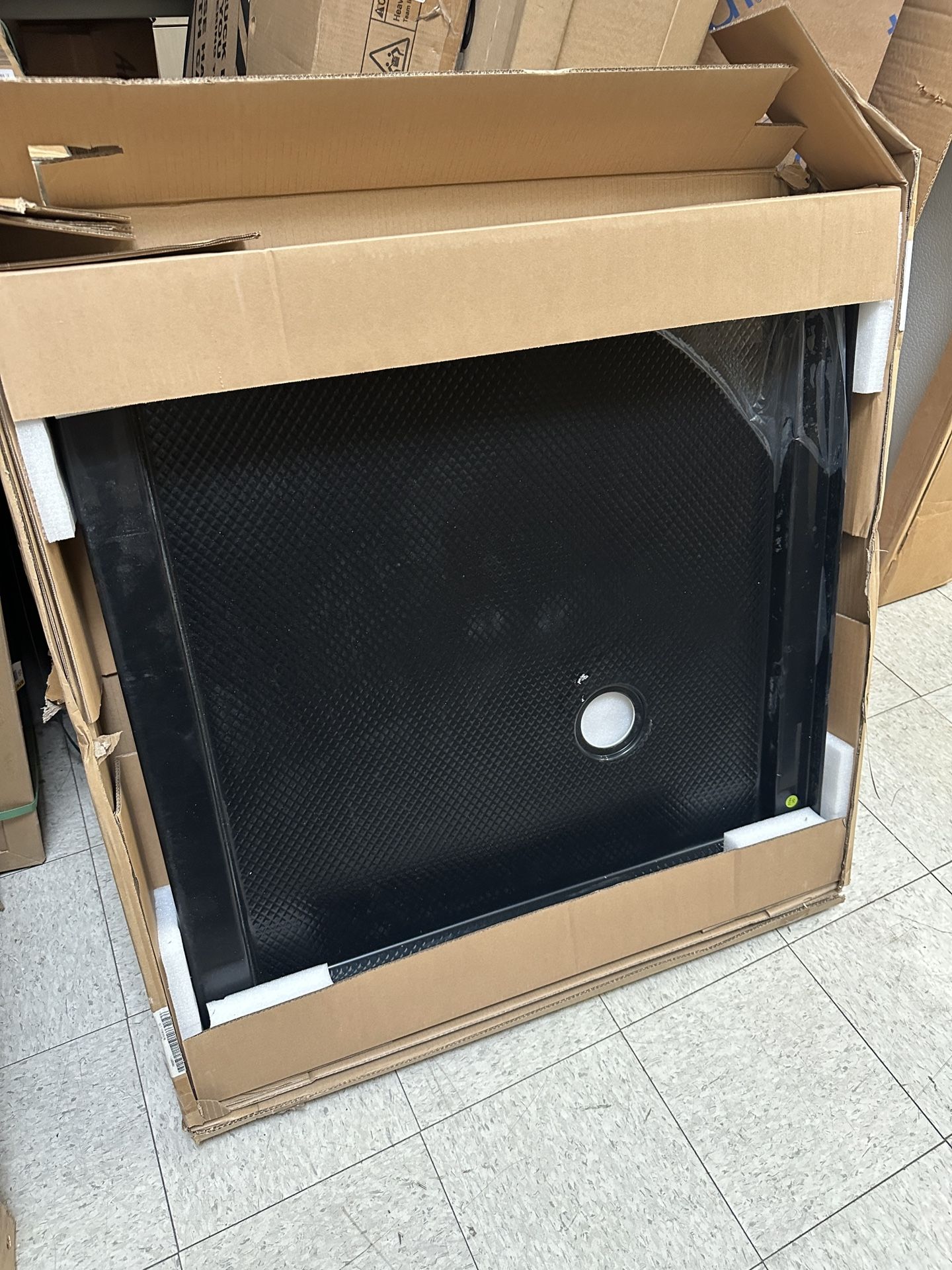 DreamLine SlimLine 36 in. x 36 in. Double Threshold Shower Pan Base in Black Color with Corner Drain