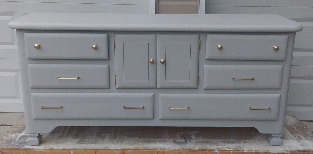 Gorgeous Burlington Oak Triple Dresser with 8 Drawers
