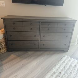 Grey 6 Drawer Wood Dresser. Like New