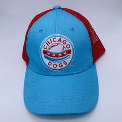 BWM Global Chicago Dogs Minor League Baseball Cap Mesh Back Trucker Hat Snapback One Size Blue Red