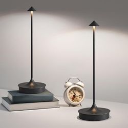 Set of 2 Cordless Table Lamp Rechargeable, 4000mAh Led Touch Dimmable Table Lamp, Outdoor Waterproof Battery Operated Desk Lamp, Portable Memory Table