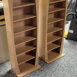 wooden shelving towers 