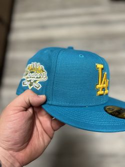 Fam Cap Los Angeles Dodgers Teal w/ Yellow UV Size 7 1/2