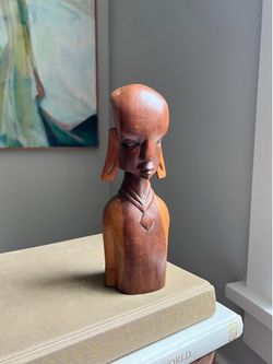 Vintage Hand Carved African Wooden Bust ( H9" ) firm on price