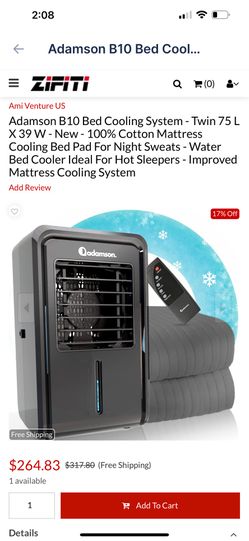 Adamson B10 Bed Cooling System - Twin 75 L X 39 W - New - 100% Cotton Mattress Cooling Bed Pad For Night Sweats - Water Bed Cooler Ideal For Hot Sleep
