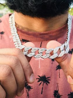 Miami Cuban link Chain 14k white Gold Finish