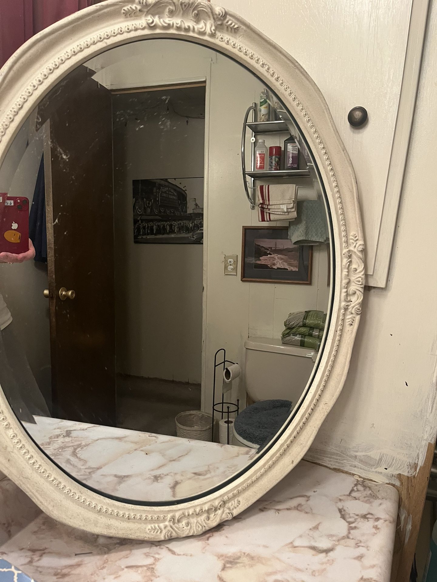 Antique oval mirror And Beveled 