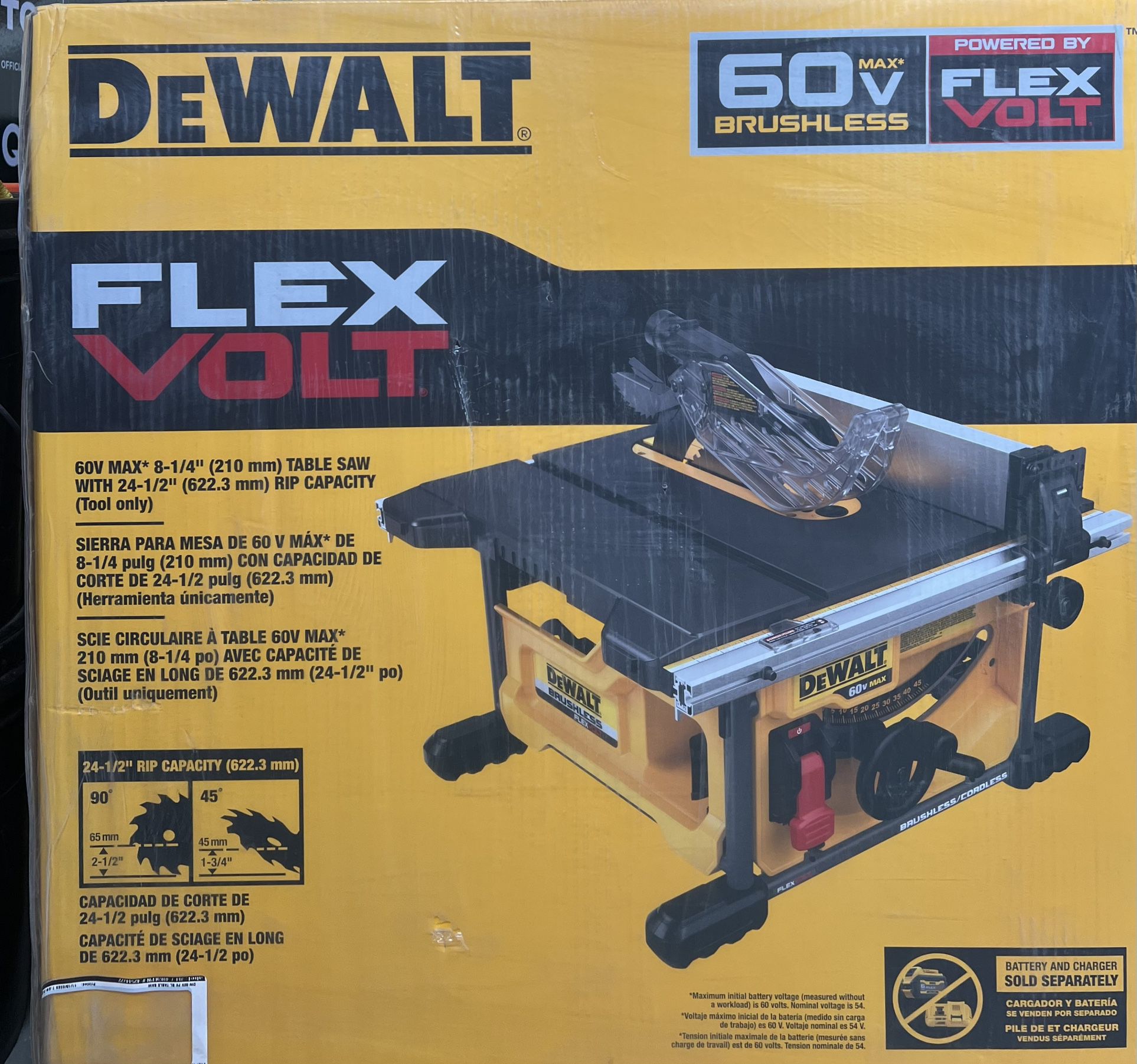 DEWALT FLEXVOLT 60V MAX Cordless Brushless 8-1/4 in. Table Saw Kit (Tool Only) 