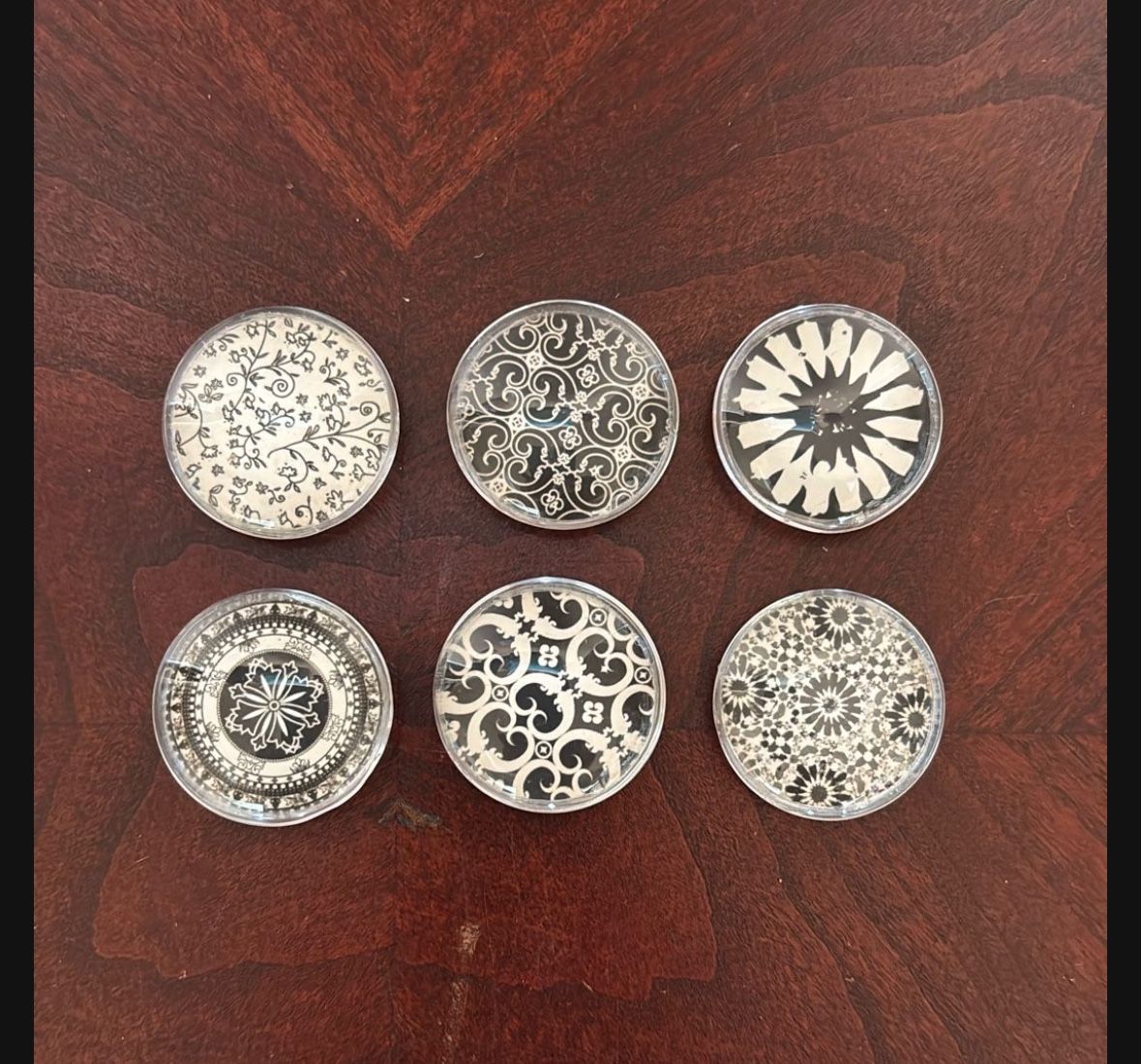 Six Decorative Magnets  - Black And White 