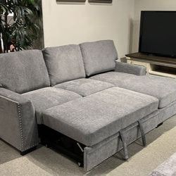 ☘️Manolia 2-Piece Sectional with Pull-out Bed and Chaise with Hidden Storage By Homelegance 