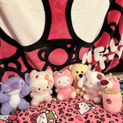 Hello kitty, cinnamoroll, and more Plushies