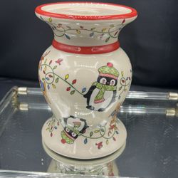 Temptations Christmas Reversible Vase/Candle Holder GingerBread, Snowman