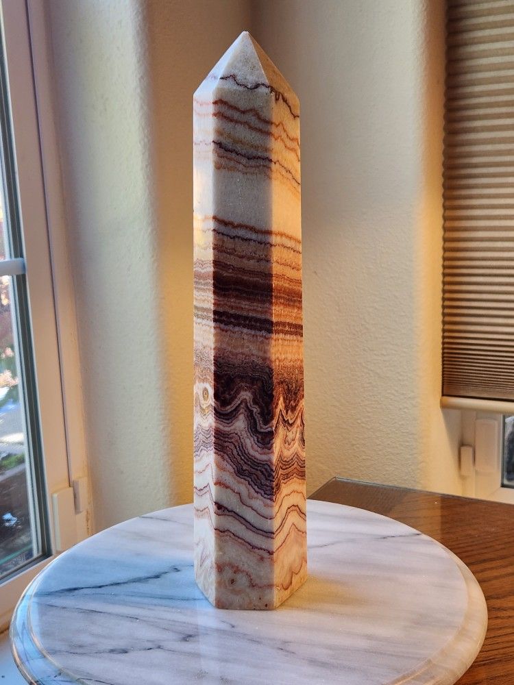 5.46 Lb (2478g) Red Banded Calcite (Pork Stone) Tower Quartz Crystal