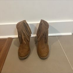 Brown Fringe Booties