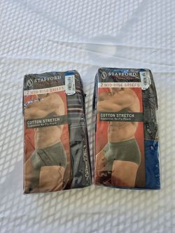 Lot of 2 Stafford Performance Men's Mid-Rise Briefs Cotton Stretch NWT XL 40-42