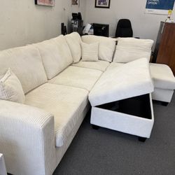 New 106x76 Sectional Couch With Storage Ottoman / Free Delivery 