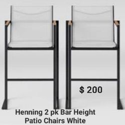 Brand New Henning 2pk Bar Height Patio Chair White