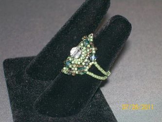 Handwoven Beaded Medallion Ring
