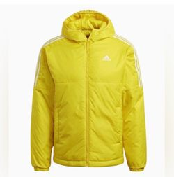 Adidas Essentials 3-Stripes Insulated Hooded Jacket.