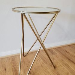 Modern Glam Gold + Glass Accent/Side Table